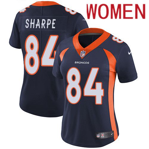 Women Denver Broncos #84 Shannon Sharpe Navy Blue Nike Vapor Limited NFL Jersey
